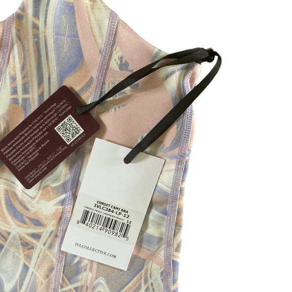 IVL Collective Marble Corset Bra Cami Top in Marble Print Lavender Peach NWT - Picture 5 of 6